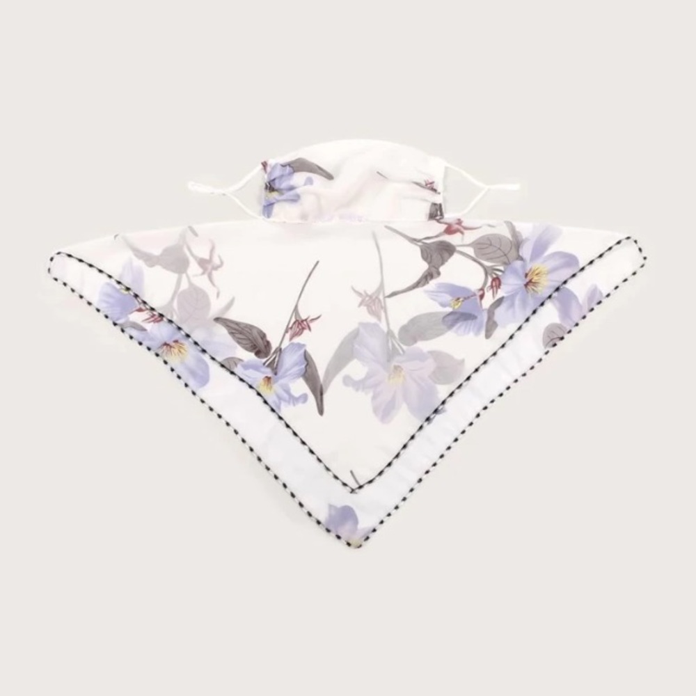 Black-and-white Leafs Face Mask and Scarf